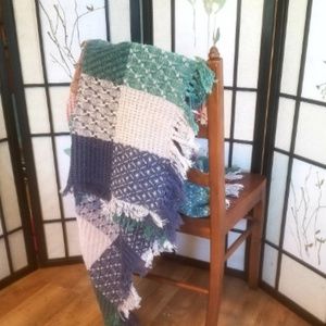 Patchwork Knit Earth Tones Throw Blanket 42 x 52